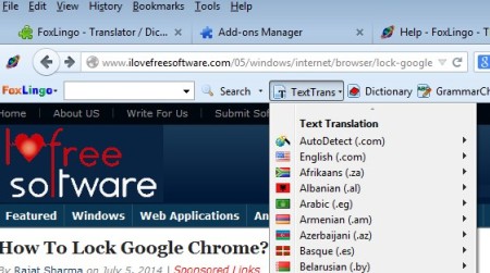 language translator addons firefox 4