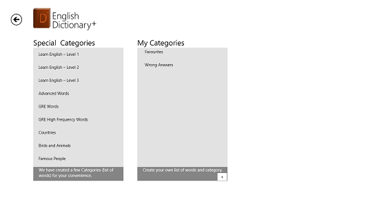 English Dictionary  Word Categories