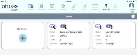 Otus Student Interface