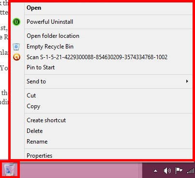 Pin Recycle Bin To Taskbar-Options