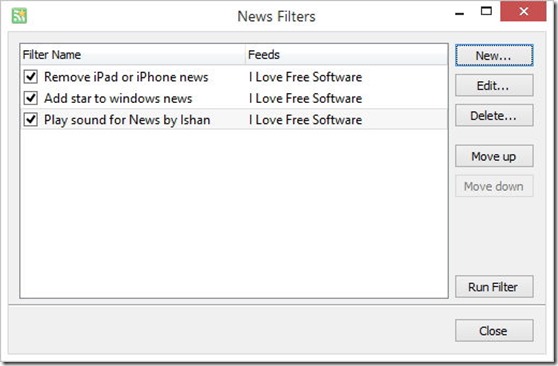 rss reader filter