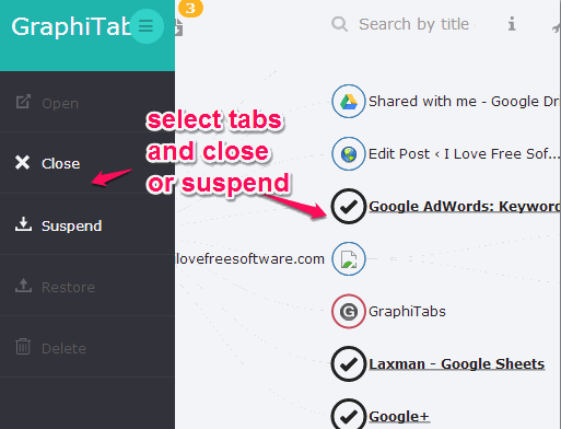 close or suspend tabs