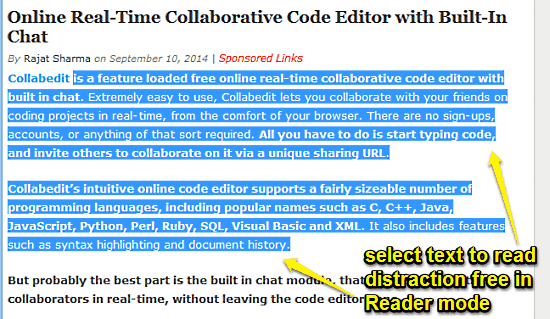 reader select text