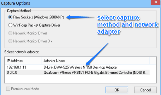 select capture method