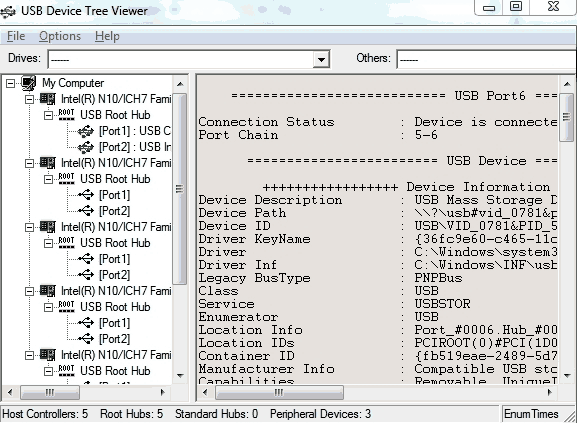 USB device Tree viewer. Как узнать номера портов USB. Узнать номер USB порта.