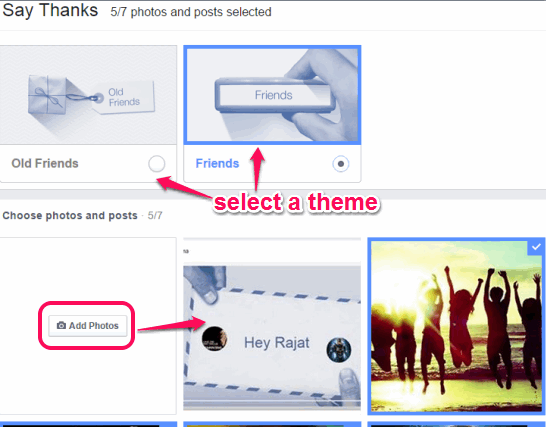 add photos and select a theme for personalized thank you video