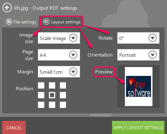 set Layout Settings