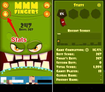 Career stats in Mmm Finger for Android