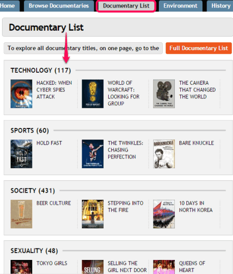 explore documentary list