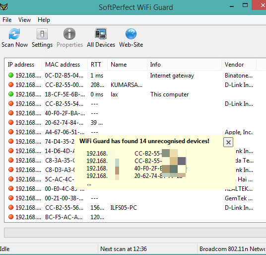 SoftPerfect WiFi Guard- interface