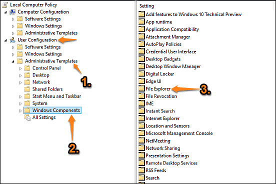 windows 10 gpe file explorer access