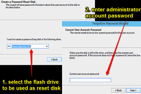 windows 10 reset disk prompt enter password and select disk