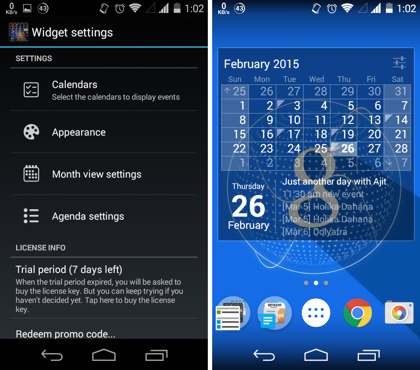 Calendar Widget Agenda