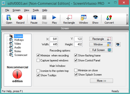 ScreenVirtuoso PRO- interface