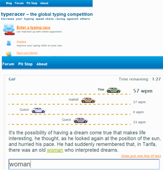 TypeRacer - the global typing competition