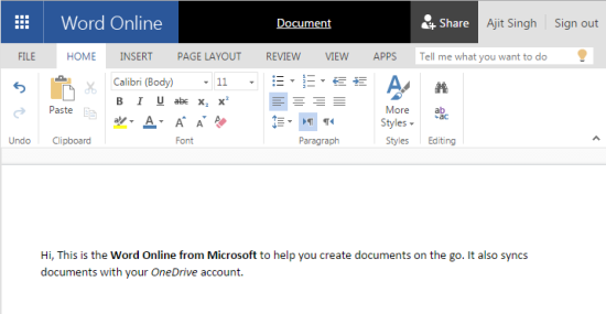 Word Online by Microsoft