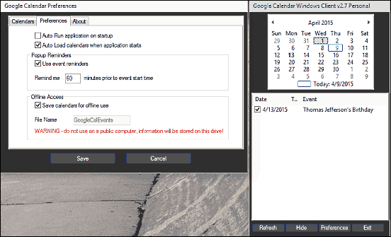 google calendar client for windows