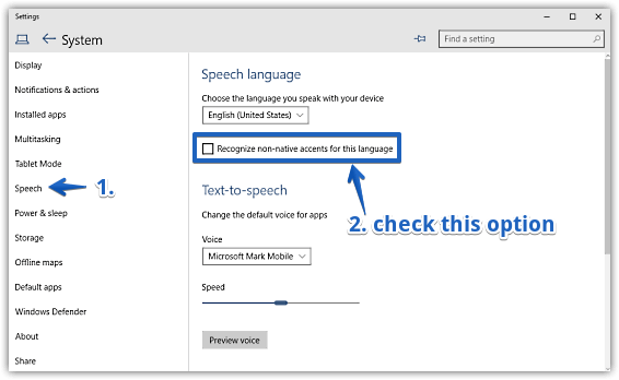 windows 10 recognize non-native accents