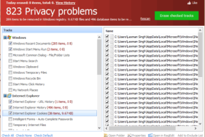 Glary Tracks Eraser- delete temporary Internet files and other PC activities