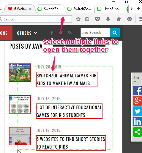 Multi Links Firefox add-on