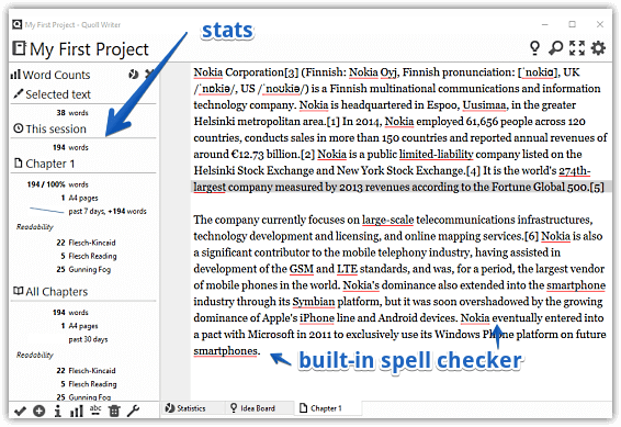 quoll writer other features