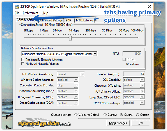 tcp optimizer ui