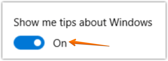 windows 10 show helpful tips