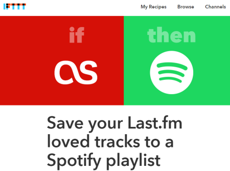 IFTTT recipe homepage