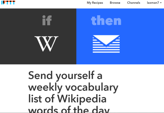 IFTTT recipe homepage