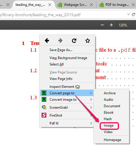 Online Convert add-on's context menu options