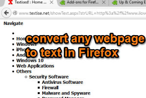 Textise plugin to convert any webpage to text