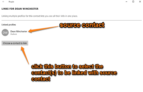 people app choose a contact to link