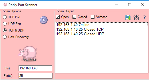 Porky Port Scanner- interface