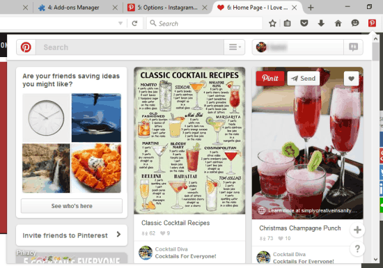 access Pinterest in a pop-up