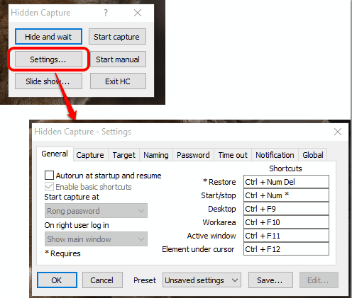 customize the settings