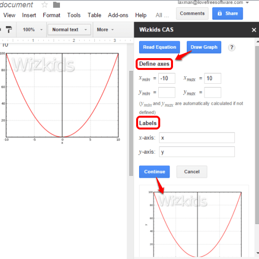 plot the graph for equation