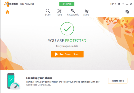 Avast 2016 free- interface