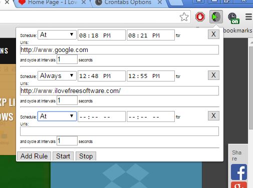 URL open scheduler extensions chrome 2