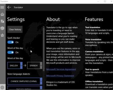 microsoft translator settings