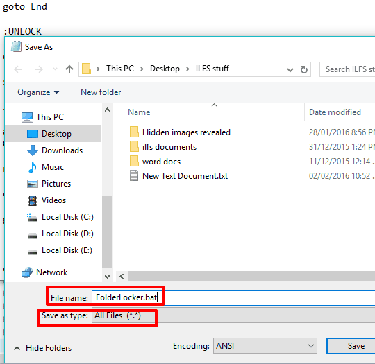 save file as FolderLcoker.bat file