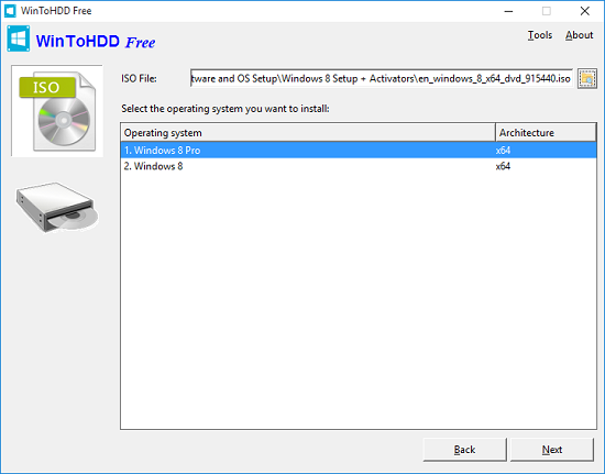 Wintohdd windows versions detected