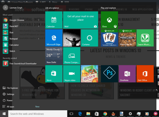 how to enable transparency for Windows 10 start menu