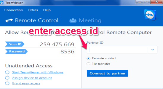 enter access id