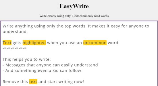 Text Editor to Write Using 1000 Common English Words