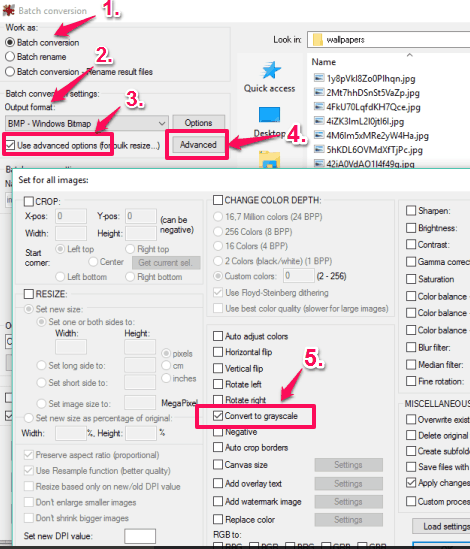 set output format and enable advanced options