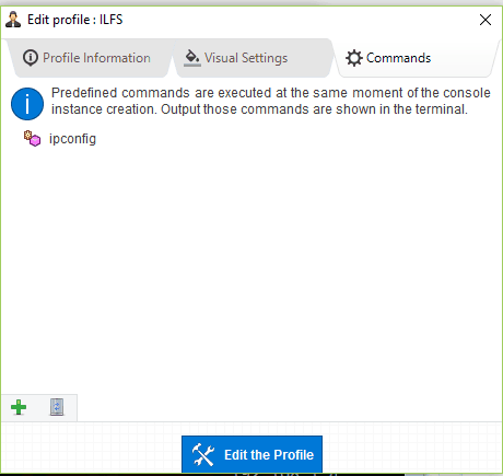 set predefined commands for a profile