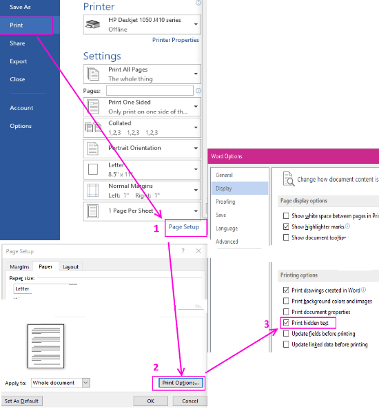 printing hidden text main