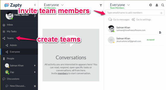 create teams