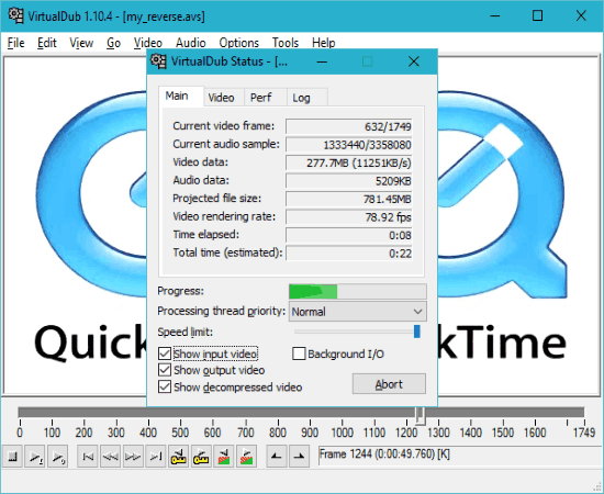 virtual dub reversing movie file