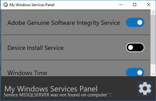 Windows services added to panel